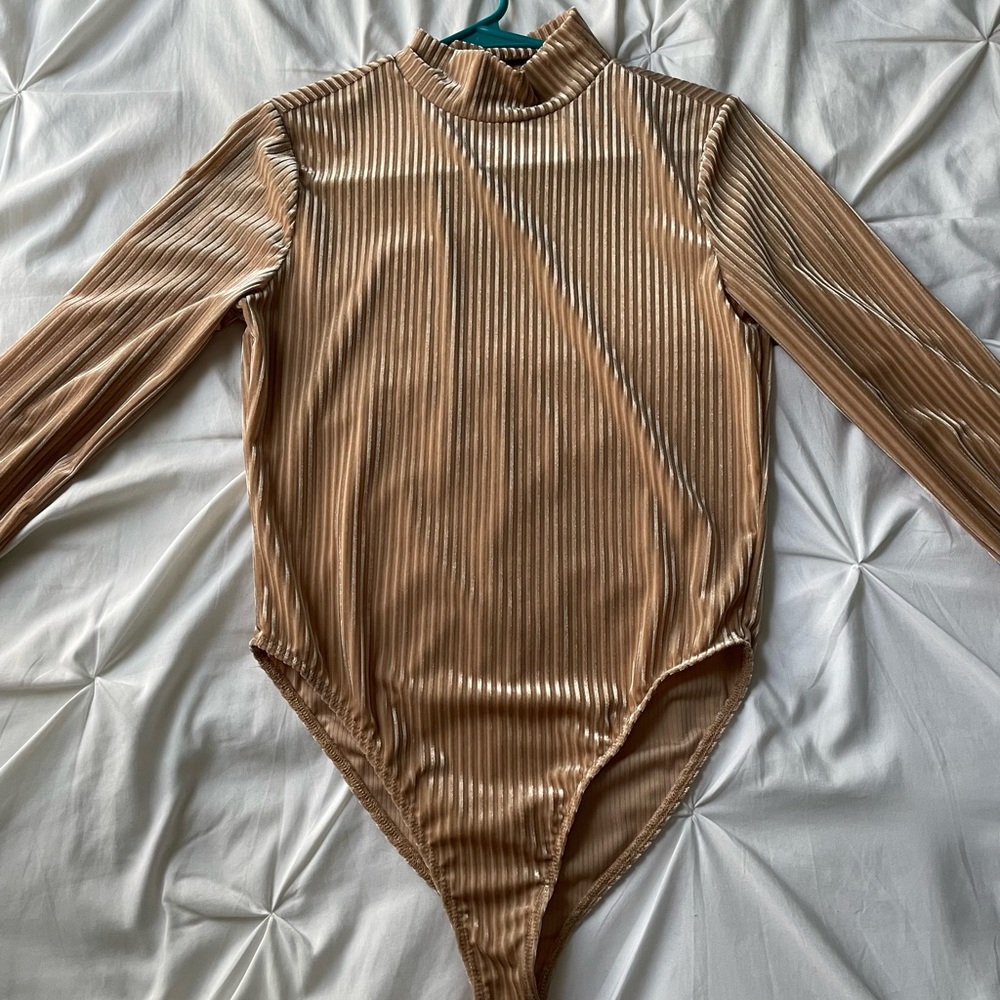 Gold long sleeve turtleneck bodysuit